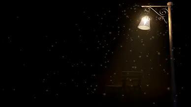 超浪漫雪夜路灯公园长椅有意境视频的预览图